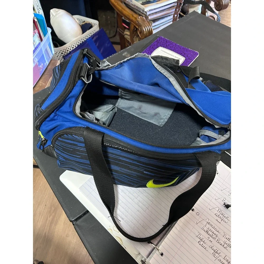 Nike Blue Black Stripe Small‎ Duffel Bag Gym Sports Travel Carry On